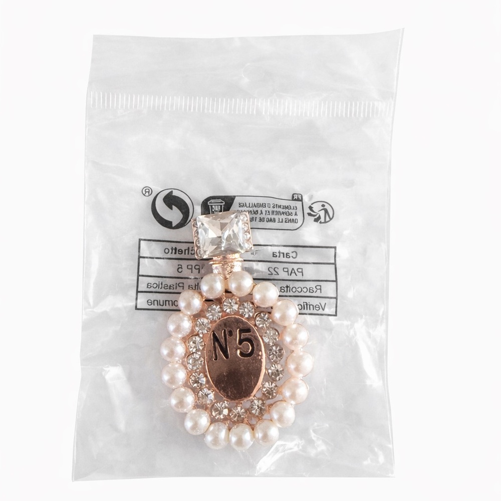 N5 Pearl & Crystal Pendant brooch- Rose Gold Tone 💕 4x15$